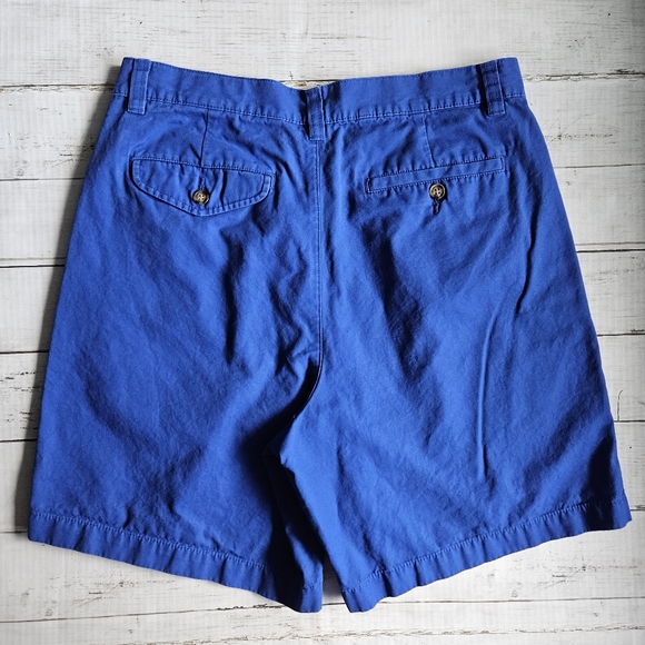 Vintage Eddie Bauer Blue Pleated Chino Cotton Shorts Size 34 - Picture 7 of 8